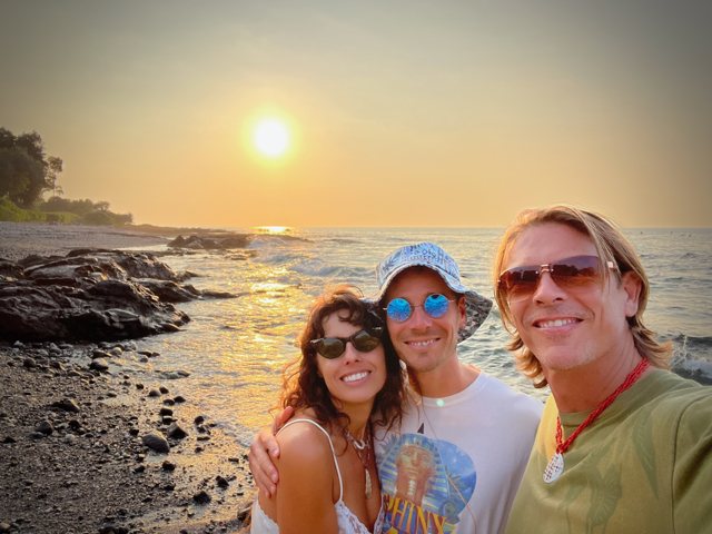 Tam with friends at sunset on the Kohala coast